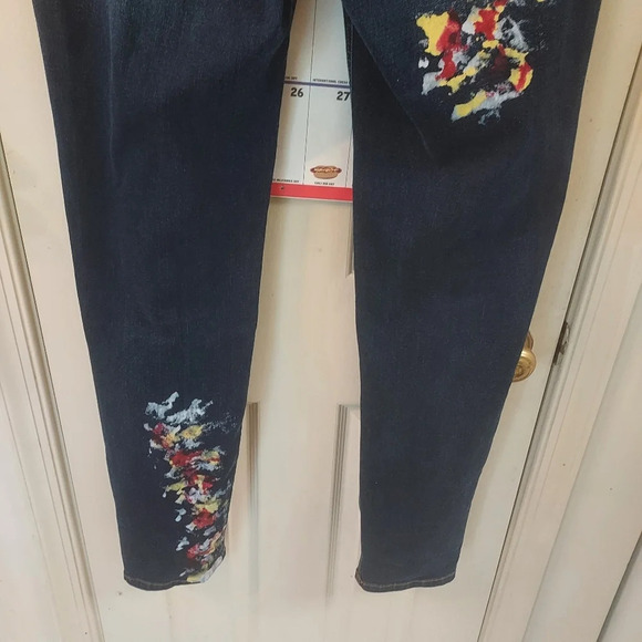 AP Blue Aphrodite Jeans Mid Rise Paint Platter Distressed Skinny Jeans Size 1X - Picture 8 of 12